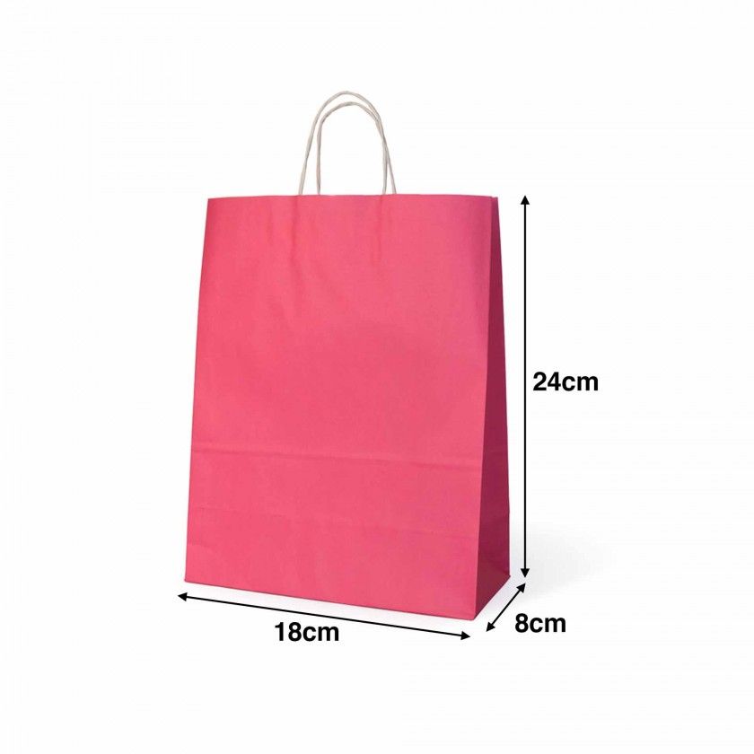 Saco Papel Asa Retorcida Rosa Beb� 18X8X24cm