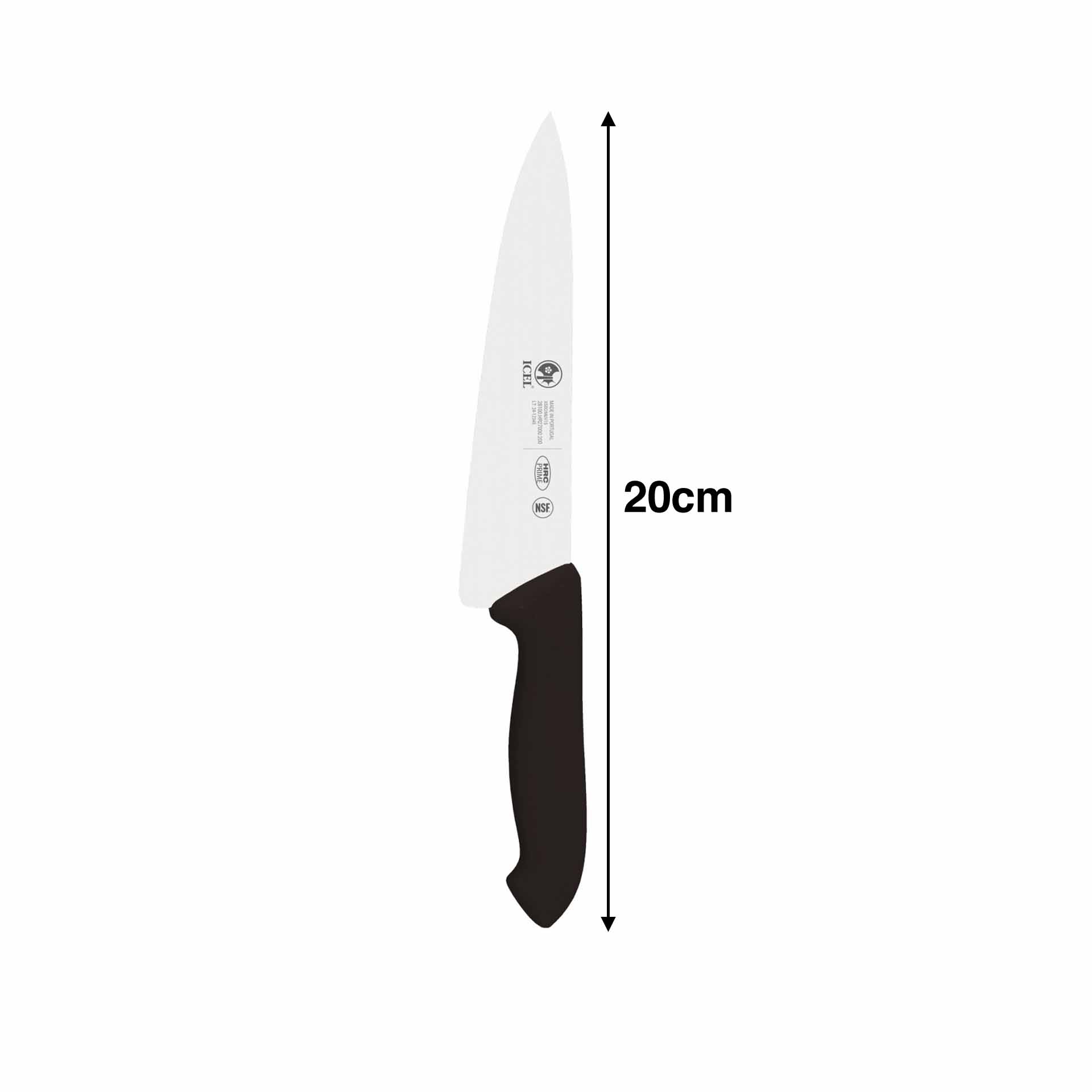 Faca Chefe Lâmina Estreita Preto 20cm