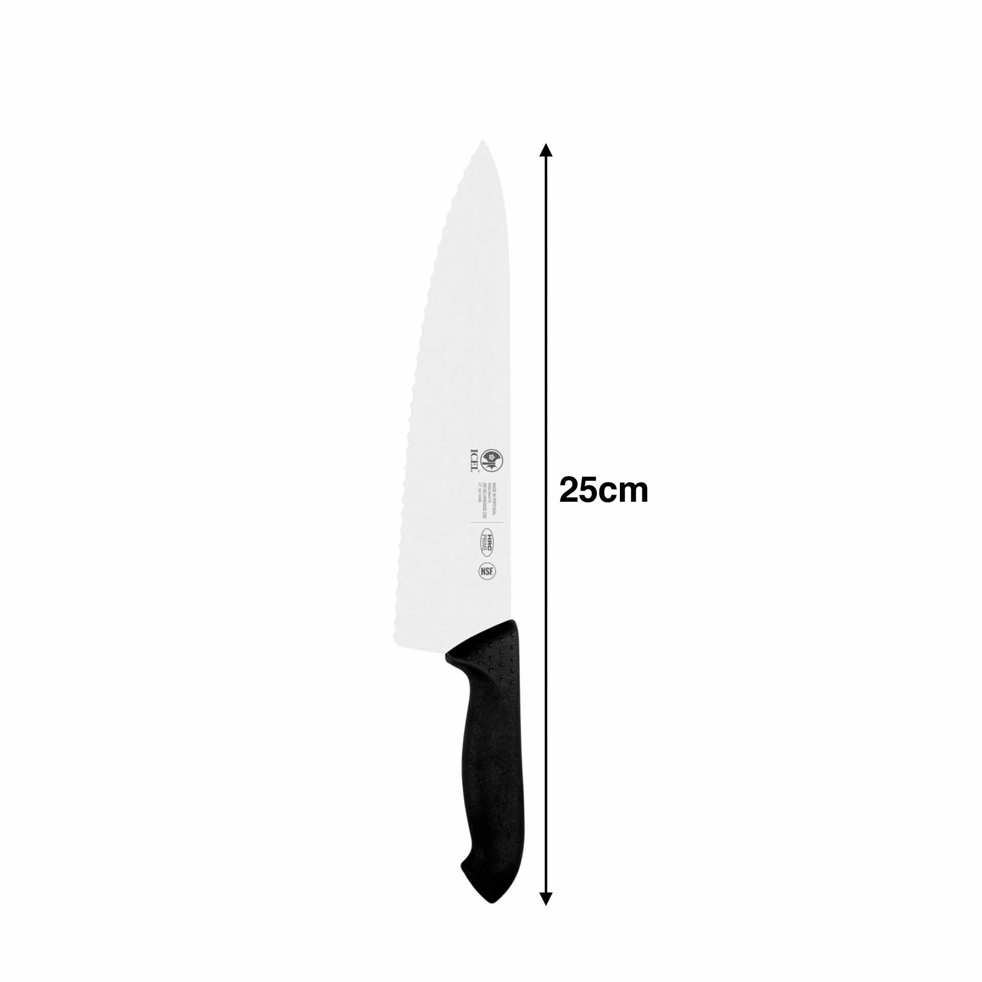 Faca Chefe Serrilha Preto 25cm