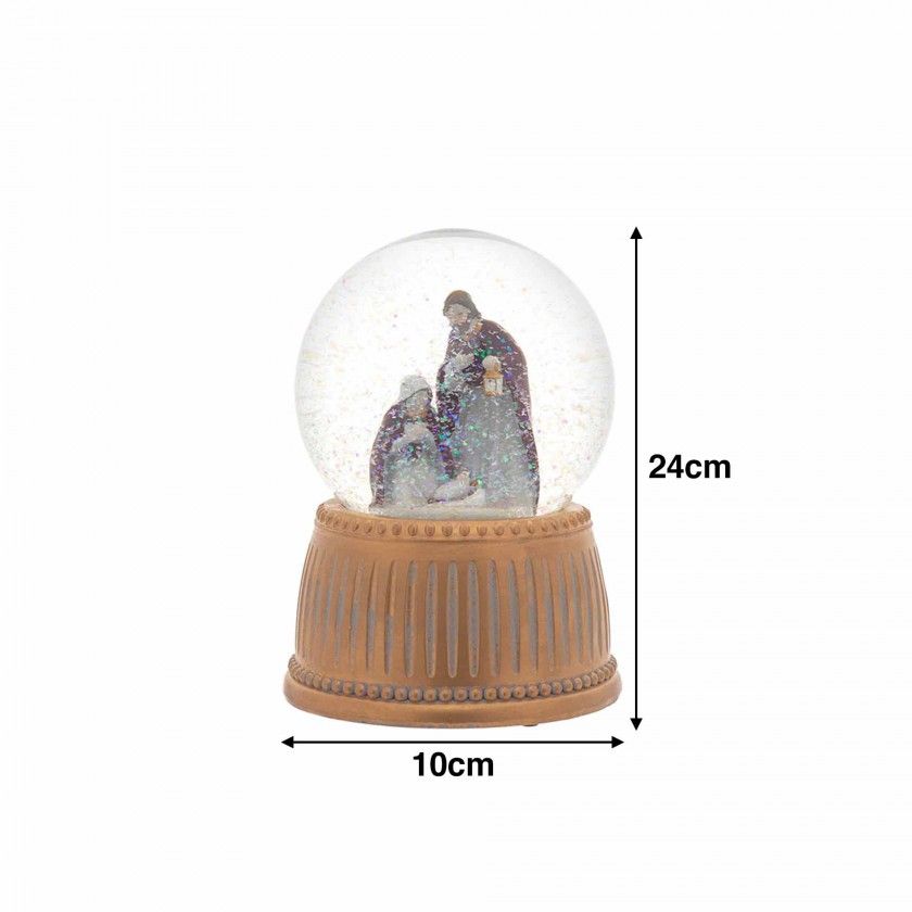 Globo de Neve Sagrada Família 10X10X24cm Globo de Neve Sagrada Família 10X10X24cm