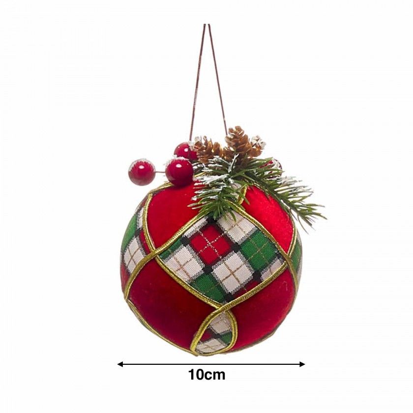 Bola Natal Tecido 10cm Bola Natal Tecido 10cm