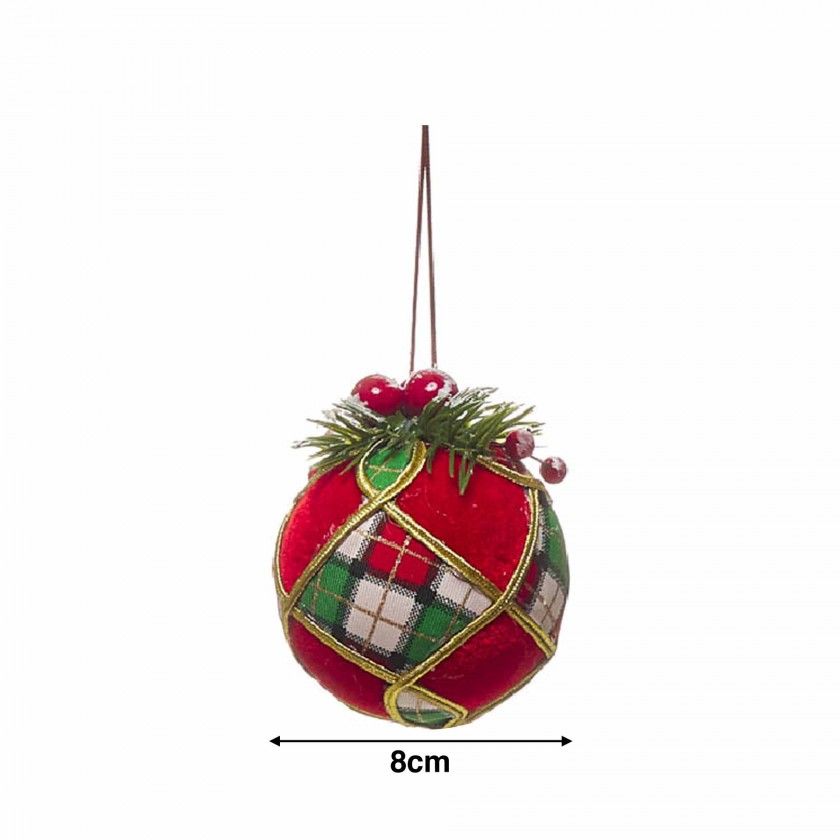 Bola Natal Tecido 8cm Bola Natal Tecido 8cm