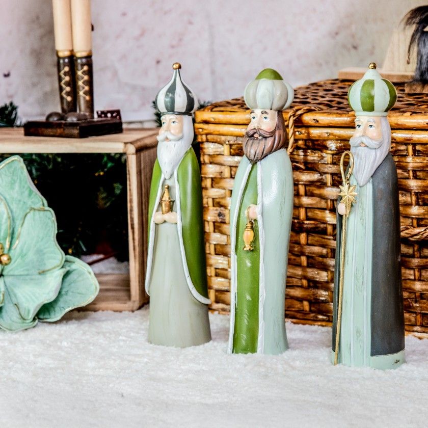 5 Reis Magos Poliresina Verde 7.5X6X31cm 5 Reis Magos Poliresina Verde 7.5X6X31cm