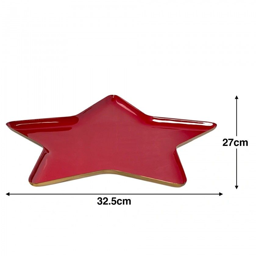 Prato Metal Lacado Estrela 32.5X27cm Prato Metal Lacado Estrela 32.5X27cm