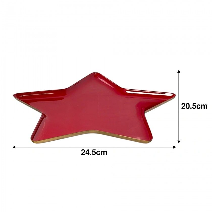 Prato Metal Lacado Estrela 24.5X20.5cm Prato Metal Lacado Estrela 24.5X20.5cm