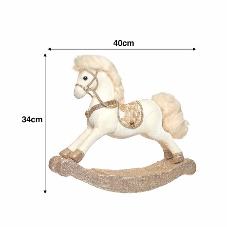 Cavalo Baloiço Brancoe Dourado 40X13X34cm - Image product