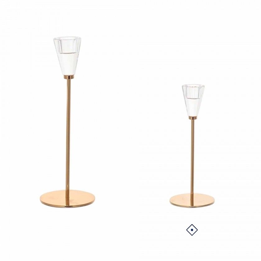 Castiçal Metal e Vidro 8X8X21cm Castiçal Metal e Vidro 8X8X21cm