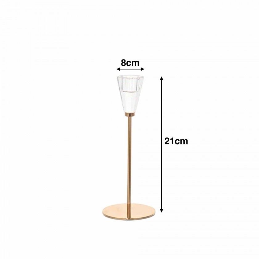 Castiçal Metal e Vidro 8X8X21cm Castiçal Metal e Vidro 8X8X21cm