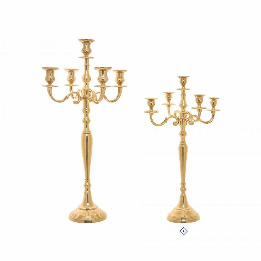 Casti�al Alum�nio 5 Bra�os Dourado 37X37X63cm