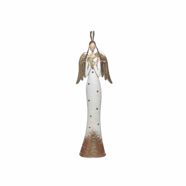 Anjo Metal Branco e Dourado 20X9X66cm
