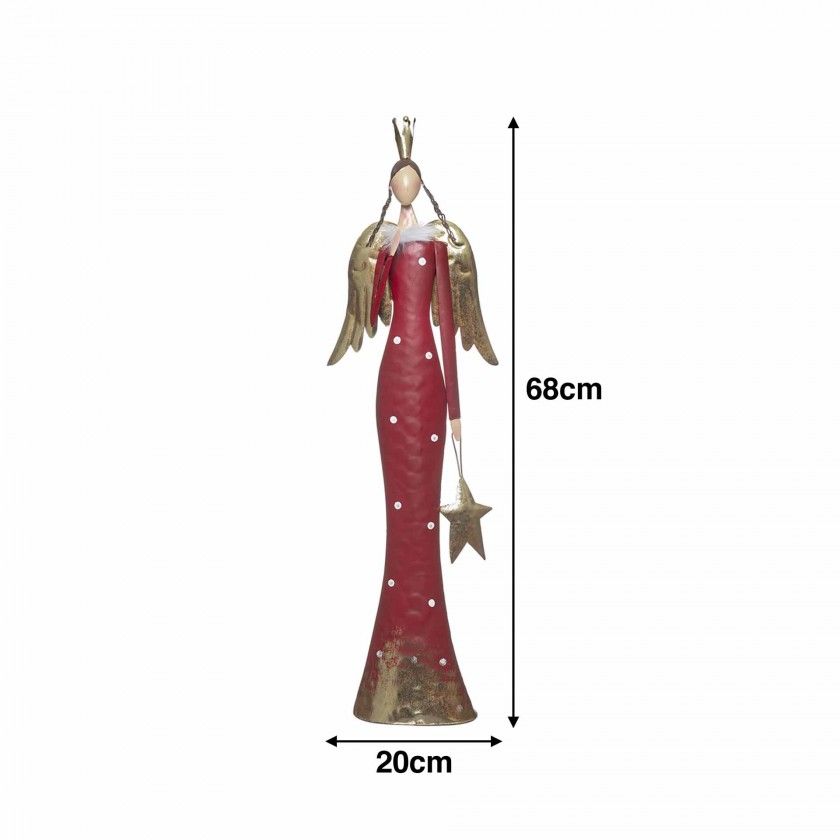 Anjo Metal Vermelho e Dourado 20X9X68cm Anjo Metal Vermelho e Dourado 20X9X68cm