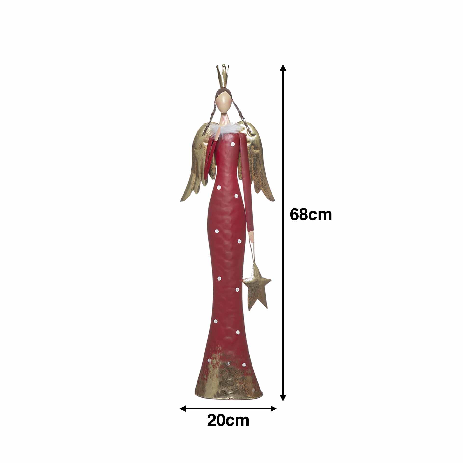 Anjo Metal Vermelho e Dourado 20X9X68cm