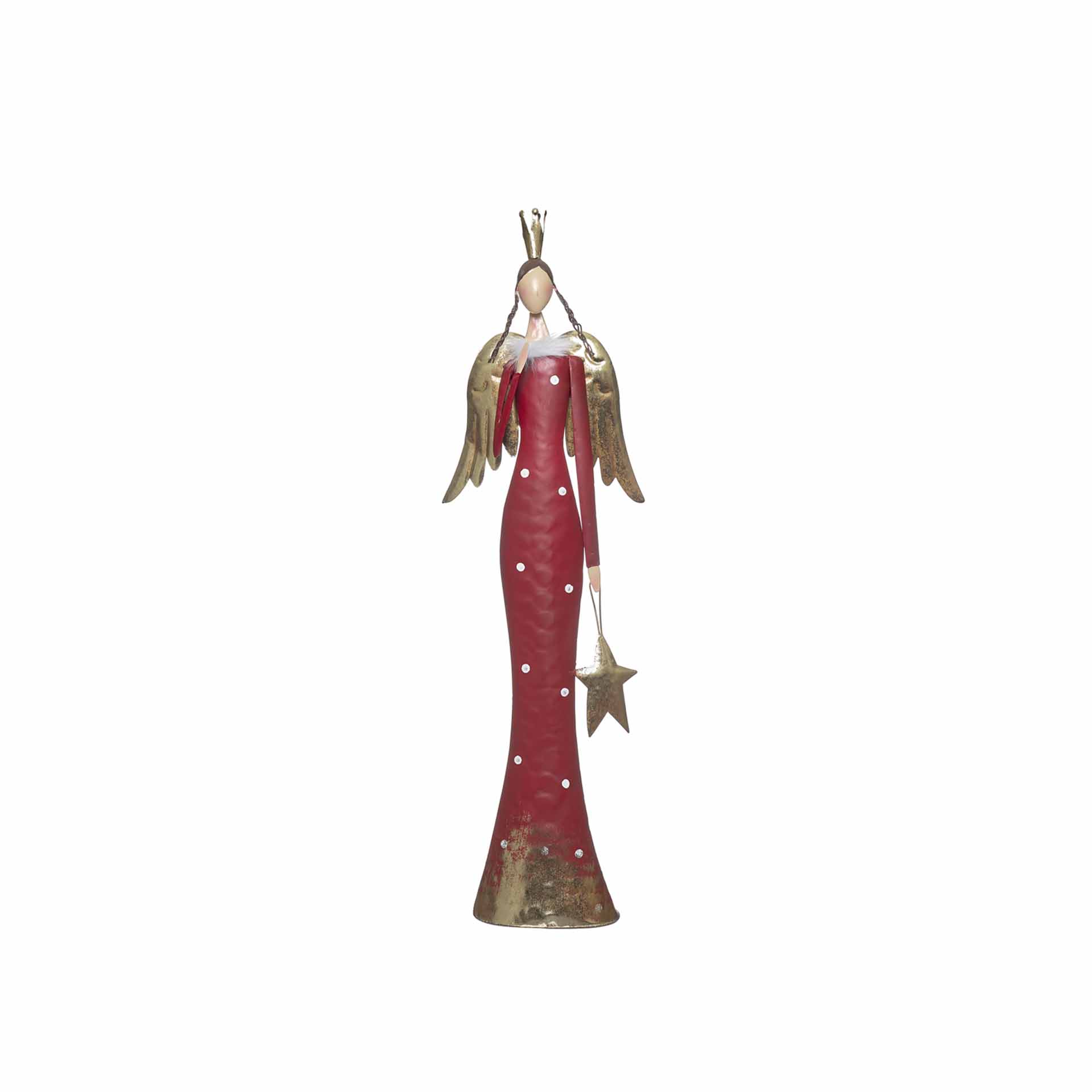 Anjo Metal Vermelho e Dourado 20X9X68cm