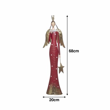 Anjo Metal Vermelho e Dourado 20X9X68cm