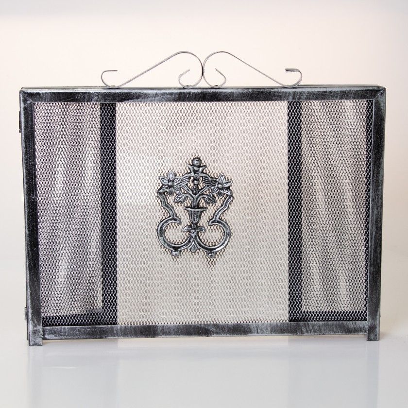 Frente Para Lareira Com Desenho Prateado Frente Para Lareira Com Desenho Prateado