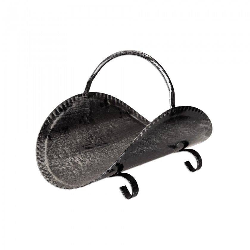 Cesto Para Lenha Metalico Prateado