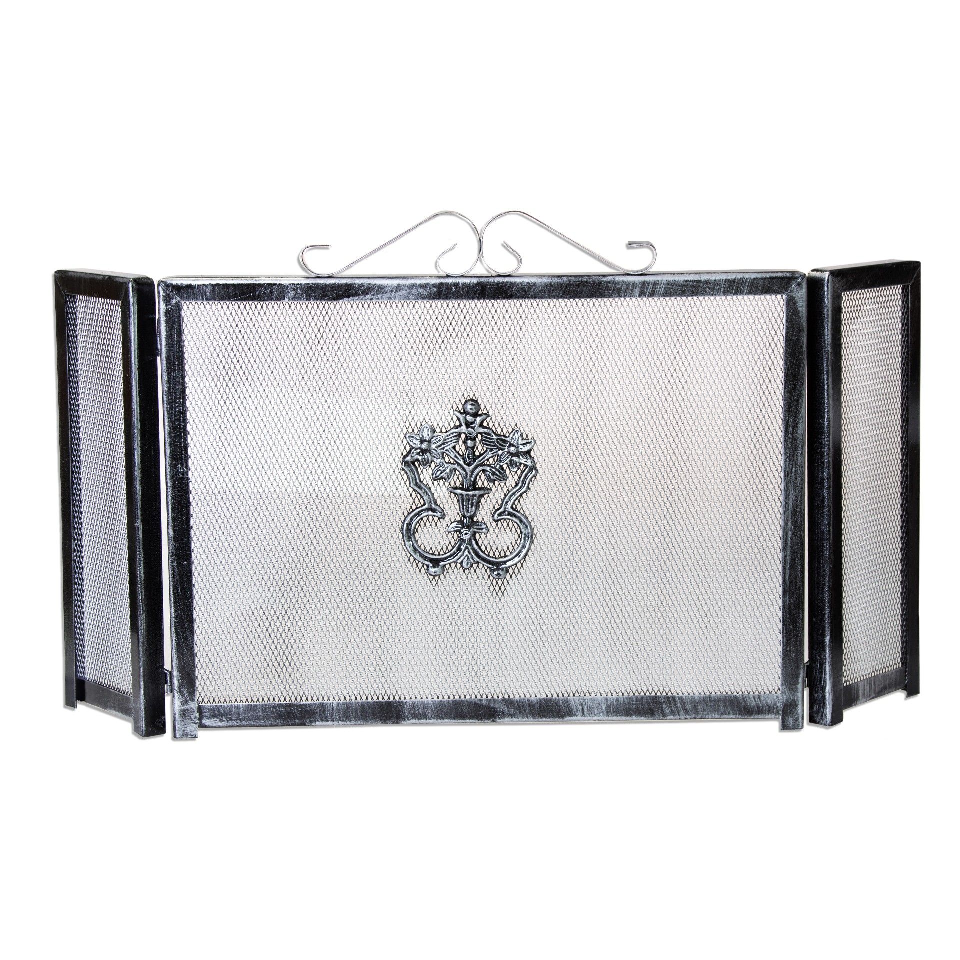 Frente Para Lareira Com Desenho Prateado