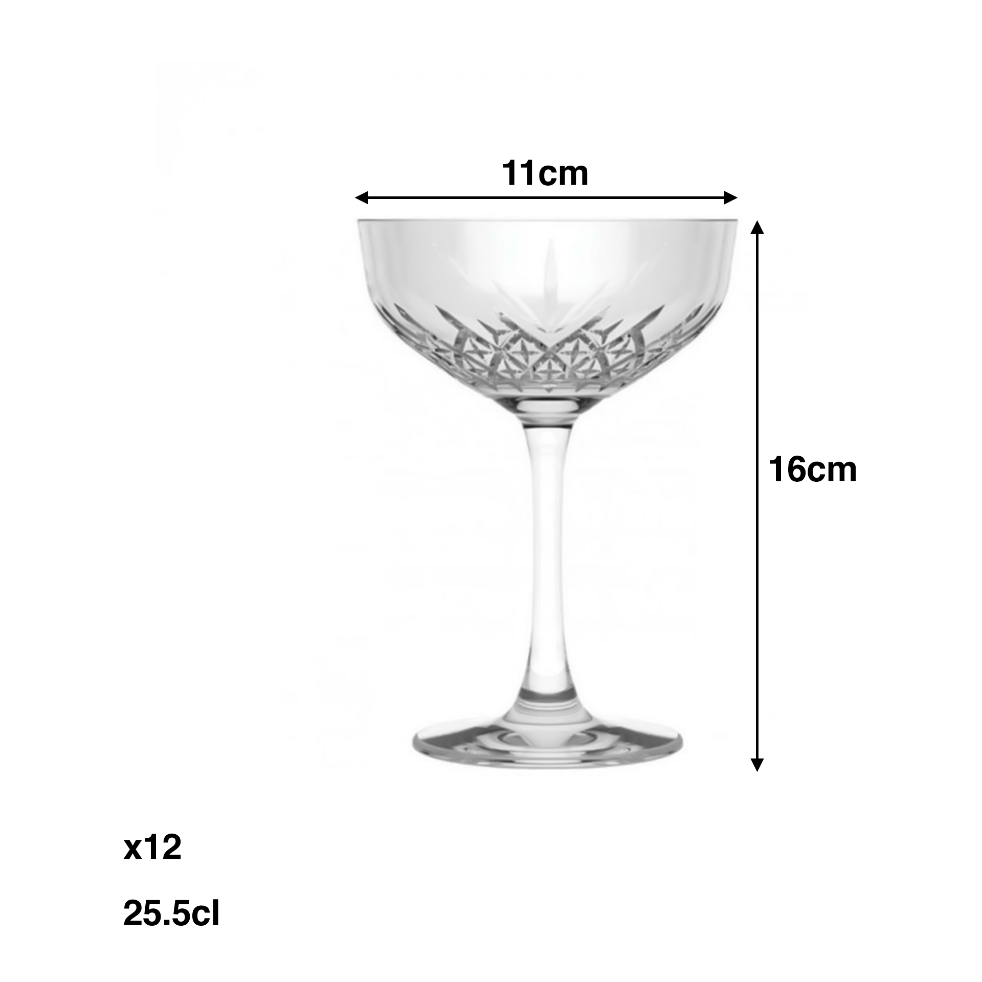 Taça com Pé Champanhe & Cocktail Timeless 25.5cl 11X16cm Pack 12