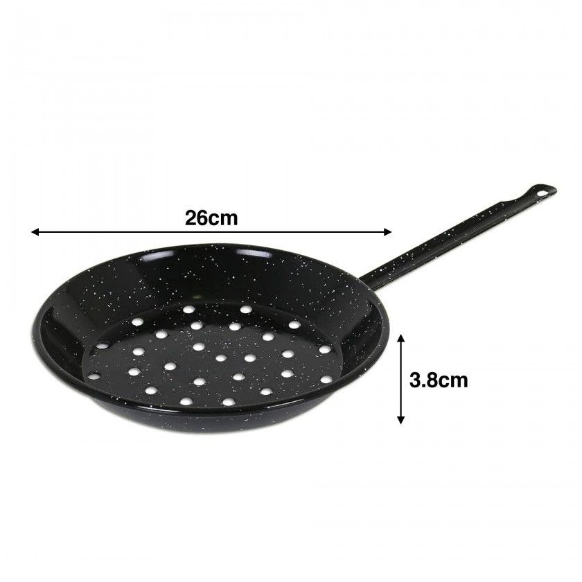 Frigideira Esmalte Perfurada Para Castanhas