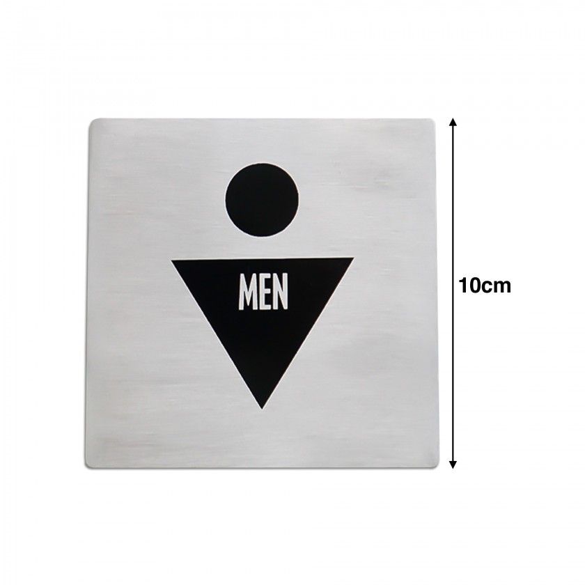 Placa Sinalização Inox Homem Prateado 10cm Placa Sinalização Inox Homem Prateado 10cm