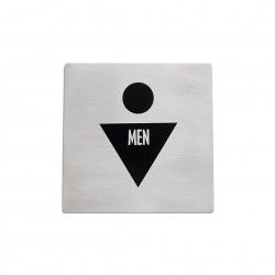 Placa Sinalização Inox Homem Prateado 10cm Placa Sinalização Inox Homem Prateado 10cm