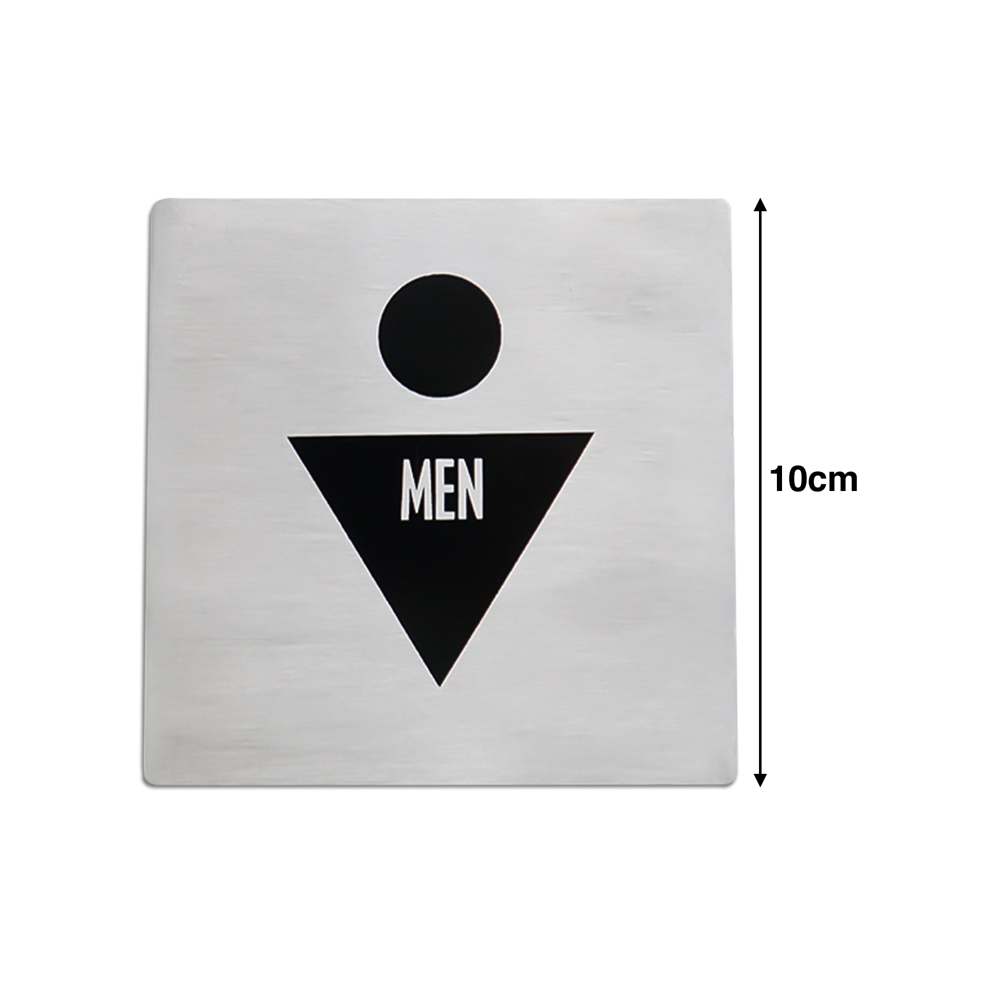 Placa Sinalização Inox Homem Prateado 10cm