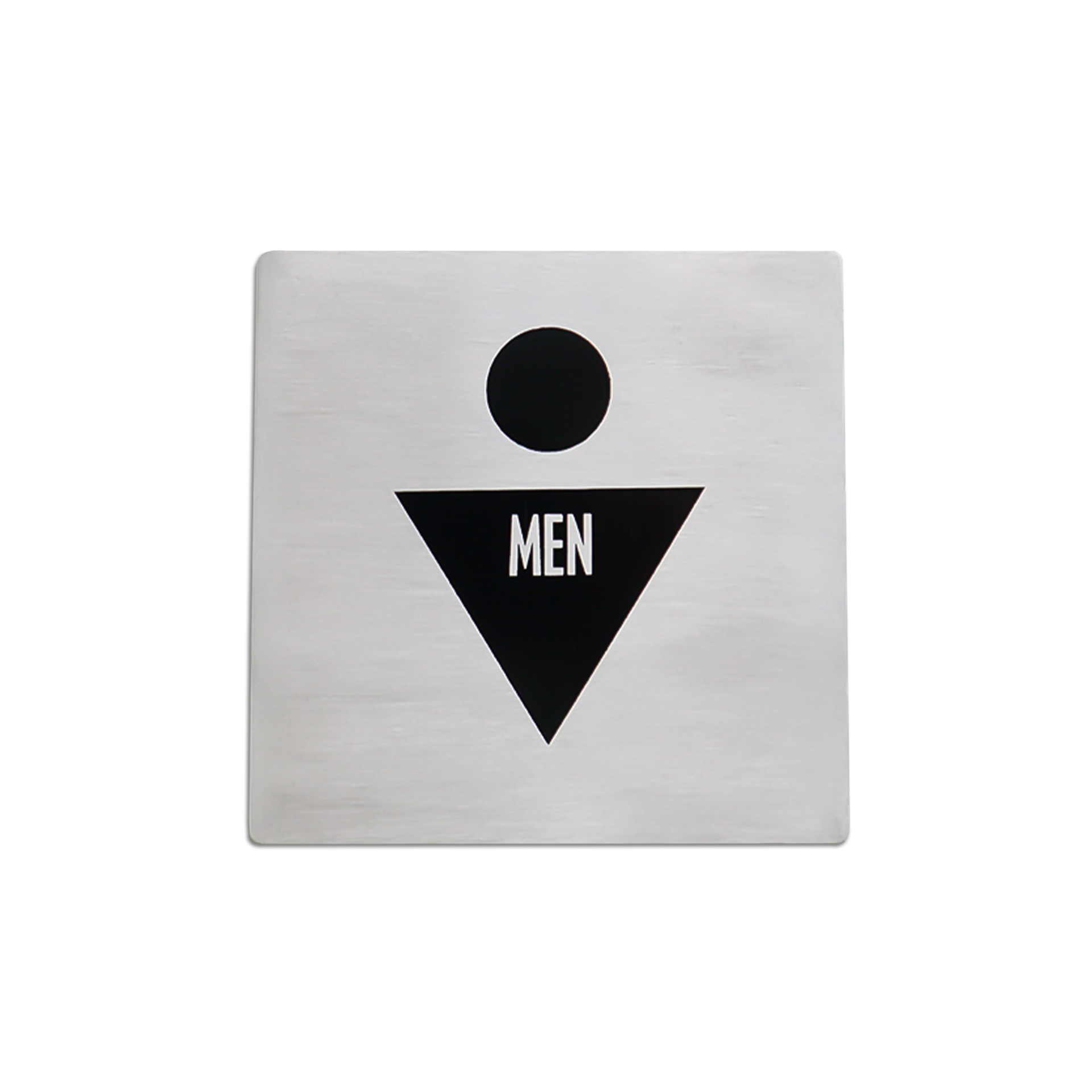 Placa Sinalização Inox Homem Prateado 10cm