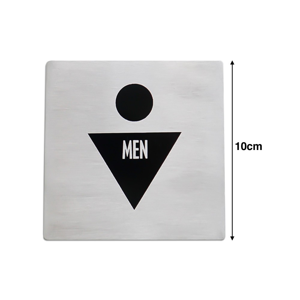 Placa Sinalização Inox Homem Prateado 10cm
