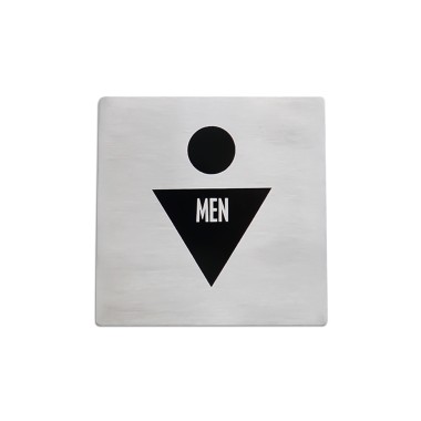 Placa Sinalização Inox Homem Prateado 10cm