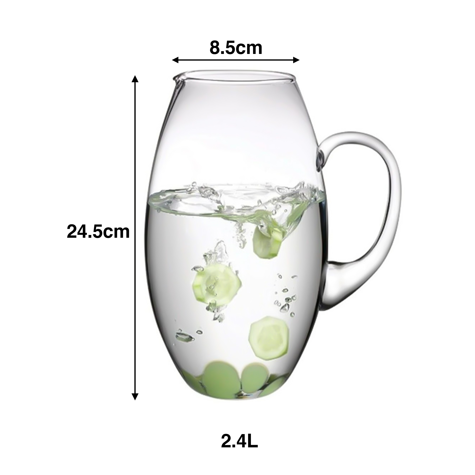 Jarro com Asa Cristal Puffy 2400ml 8.5X24.5cm