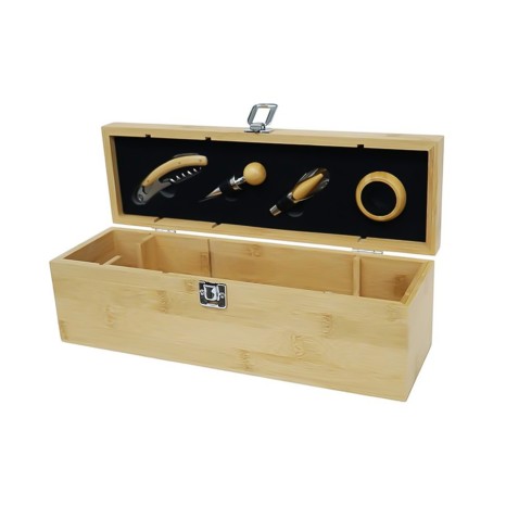 Caixa Madeira + Acessórios Vinho 4 Peças 36X11X12.5cm - Image product