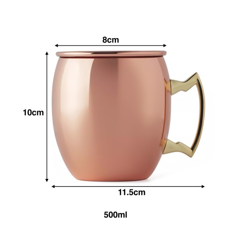Caneca Cerveja Inox Liso Cobre 500ml 8X11.5X10cm - Image product