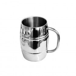 Caneca Cerveja Inox Parede Dupla Belem Prateado 400ml 8X12X12cm