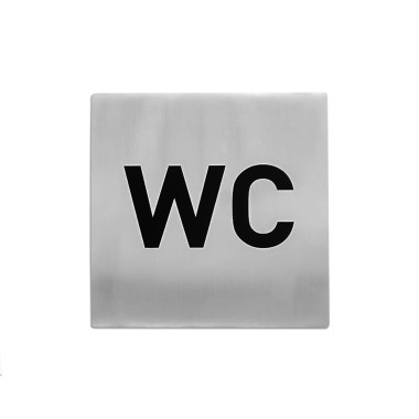 Placa Sinalização Inox Wc Prateado 10cm