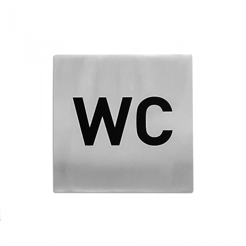 Placa Sinaliza��o Inox Wc Prateado 10cm