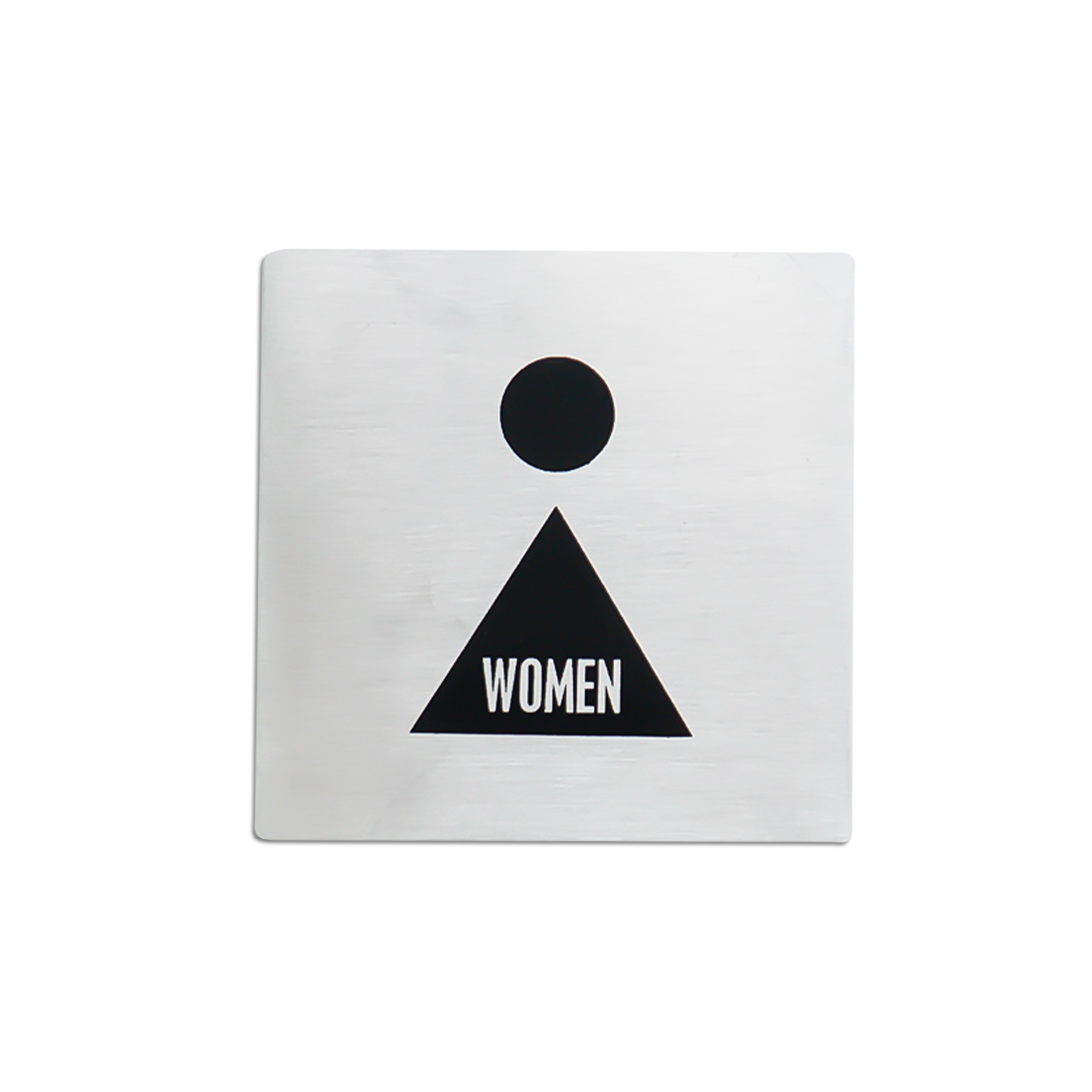 Placa Sinalização Inox Mulher Prateado 10cm