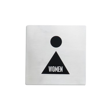 Placa Sinalização Inox Mulher Prateado 10cm