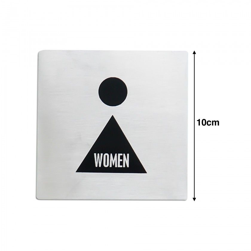 Placa Sinaliza��o Inox Mulher Prateado 10cm