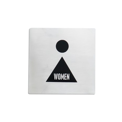 Placa Sinaliza��o Inox Mulher Prateado 10cm - Image product