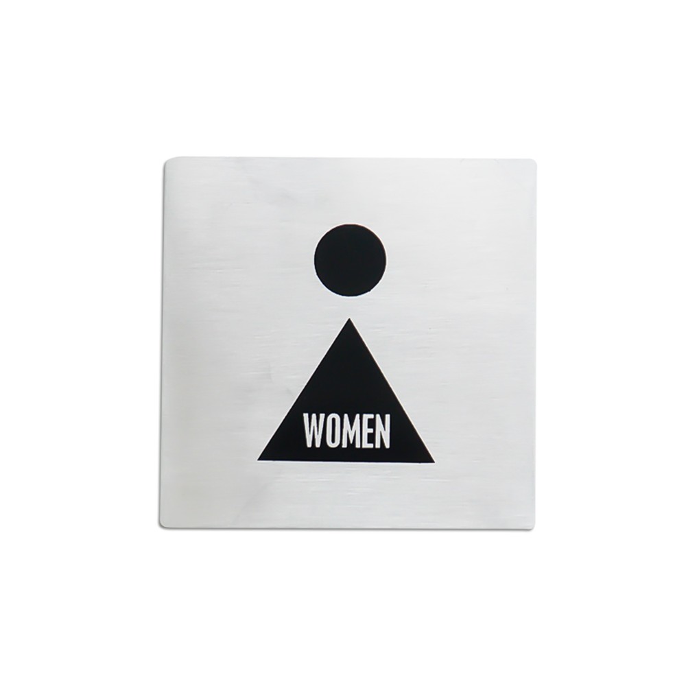 Placa Sinalização Inox Mulher Prateado 10cm