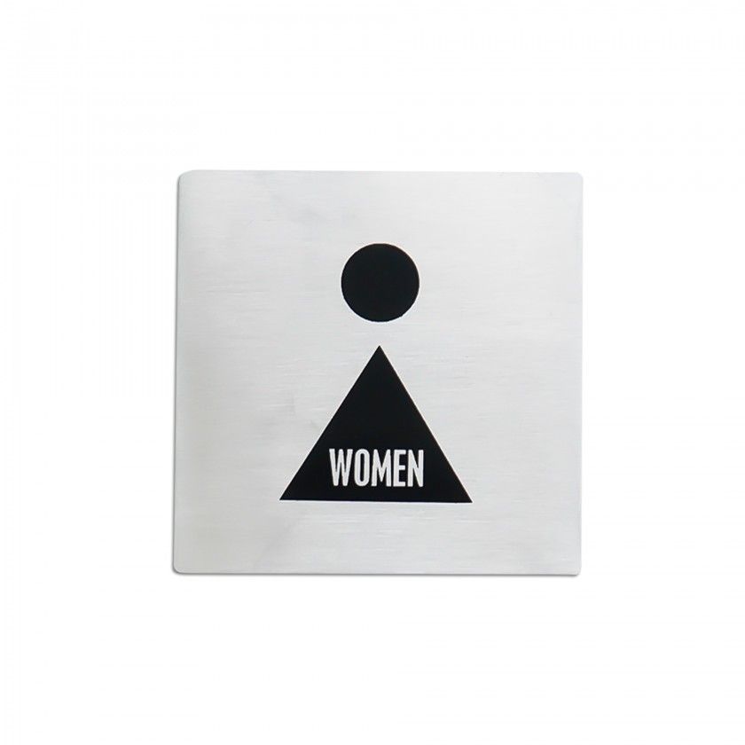 Placa Sinaliza��o Inox Mulher Prateado 10cm