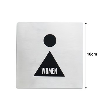 Placa Sinalização Inox Mulher Prateado 10cm