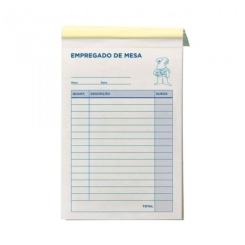 Bloco Pedidos Autocopiativo para Empregado Mesa 10.5X15cm Bloco Pedidos Autocopiativo para Empregado Mesa 10.5X15cm