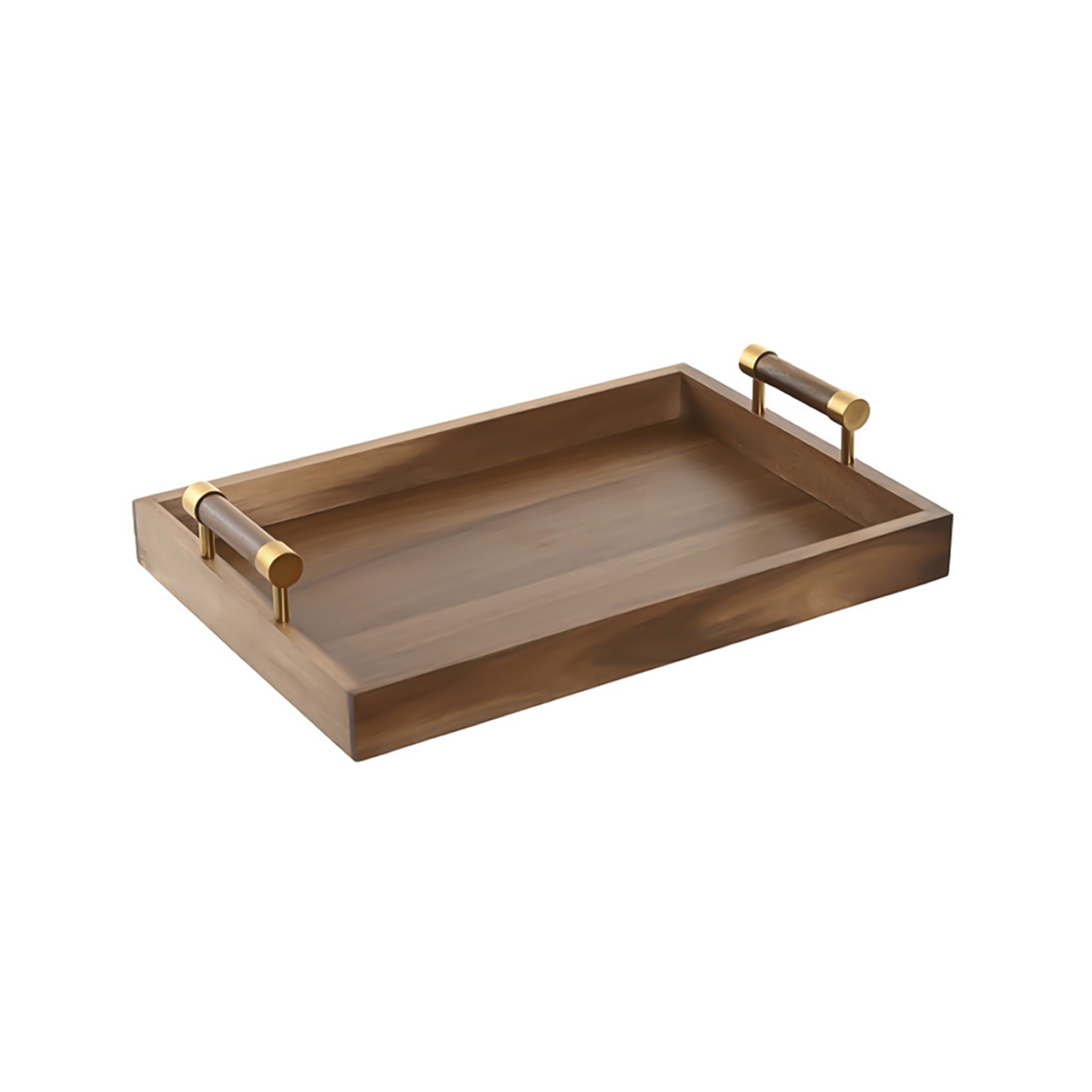Bandeja Acácia com Asas Metal Retangular 39X26.5X8cm