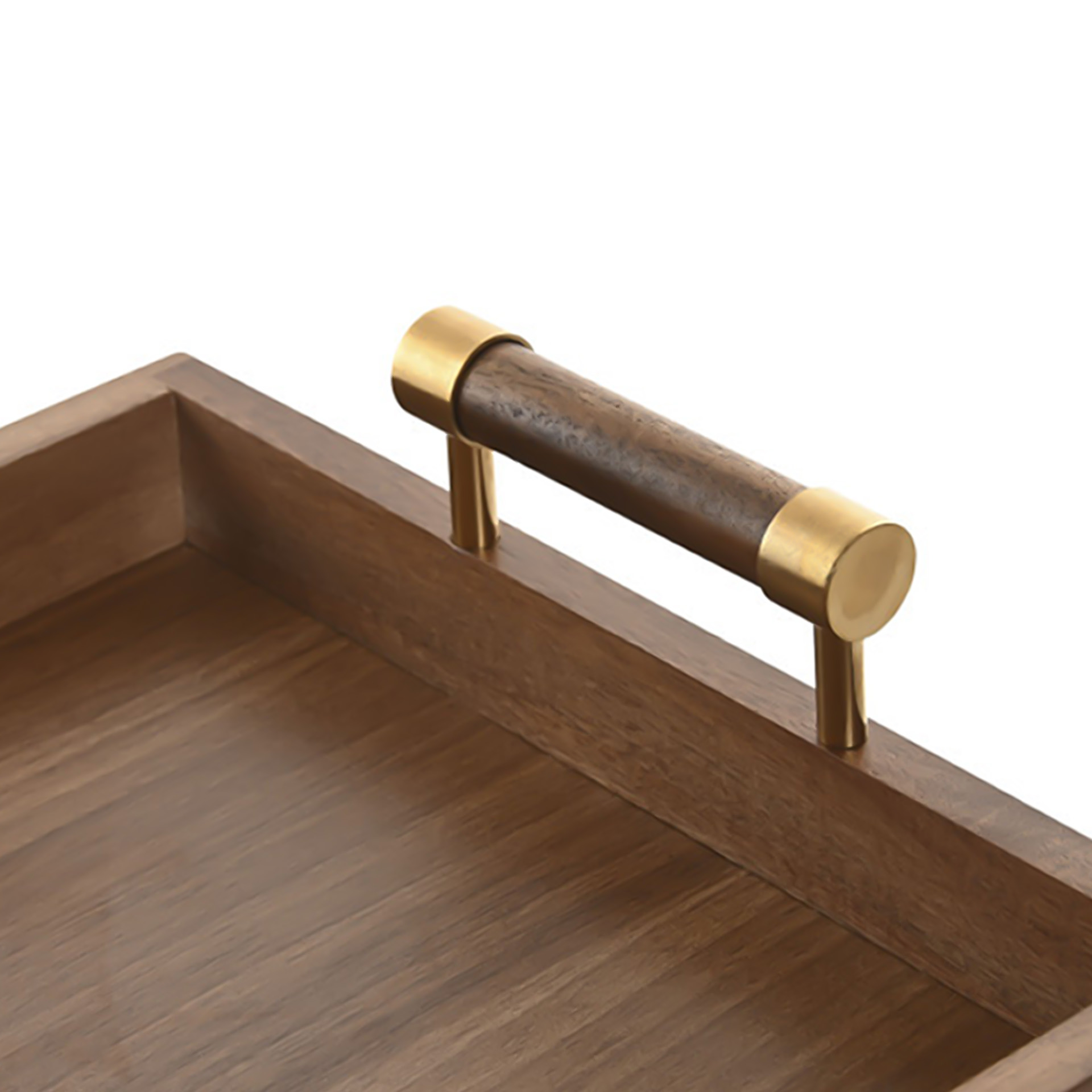 Bandeja Acácia com Asas Metal Retangular 39X26.5X8cm