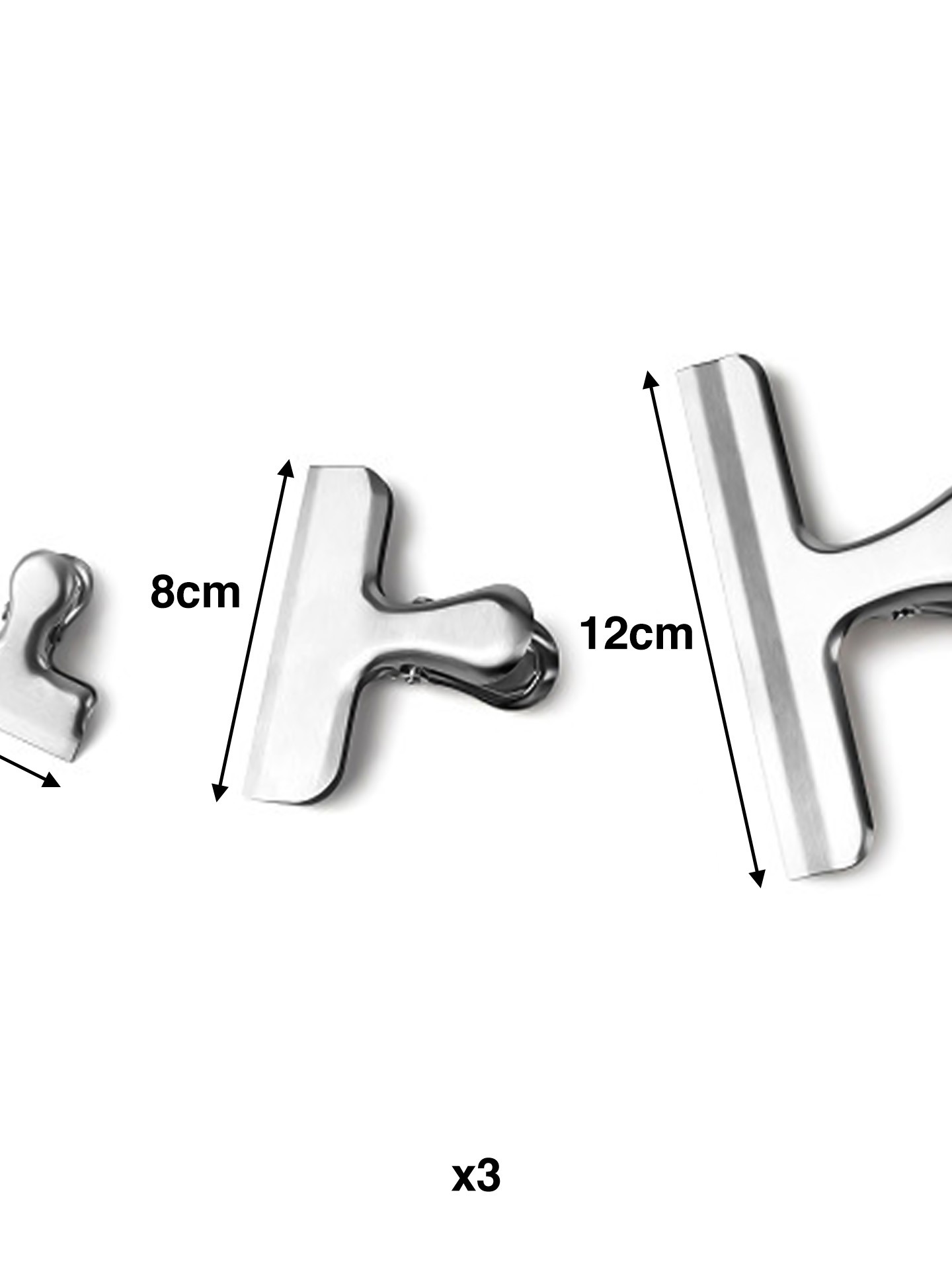 Clips Inox para Saco 4/8/12cm Pack 3