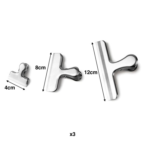 Clips Inox para Saco 4/8/12cm Pack 3 - Image product