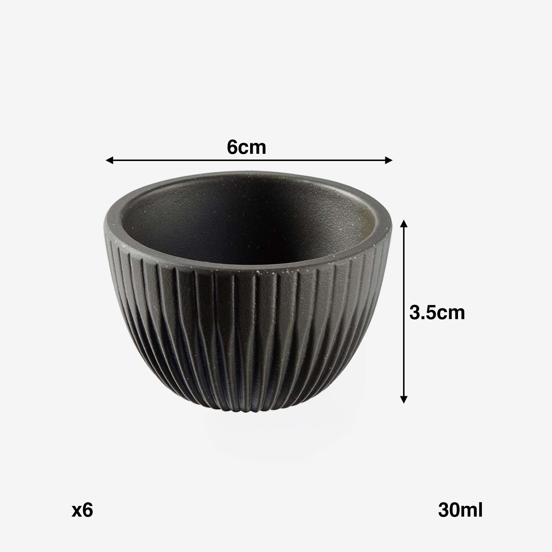 Taça Molho Melamina Lineo Redondo Castanho 30ml 6X3.5cm Pack 6