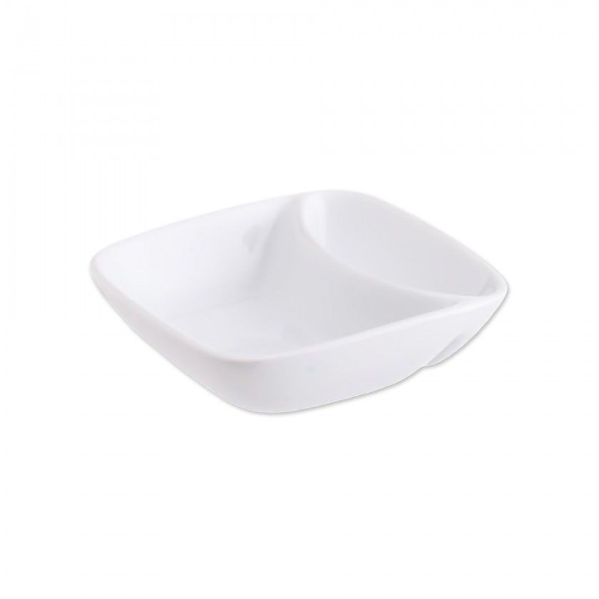 Azeitoneira Porcelana 2 Divis�es Quadrada 12.5X3.2cm