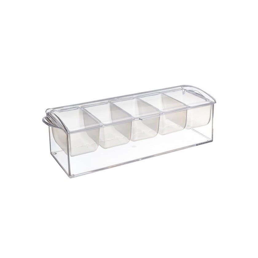 Caixa Condimentos com Tampa 5 Divisões 43X16X14cm Caixa Condimentos com Tampa 5 Divisões 43X16X14cm